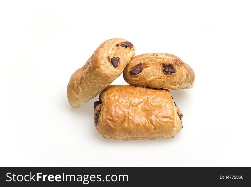 Pain au chocolate isolated in white background