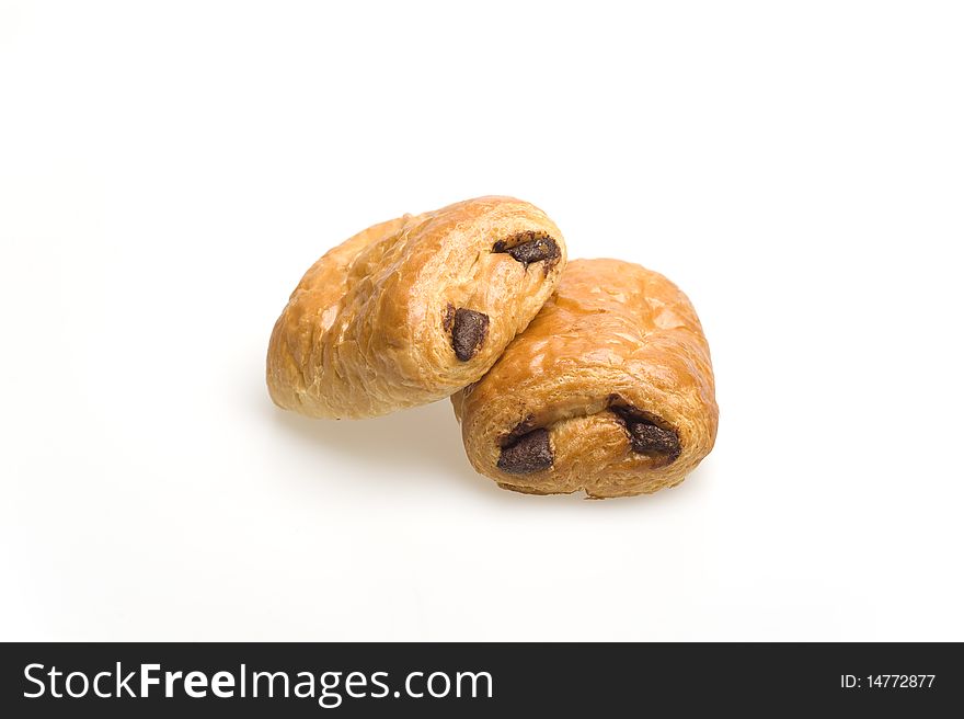 Pain au chocolate isolated in white background. Pain au chocolate isolated in white background