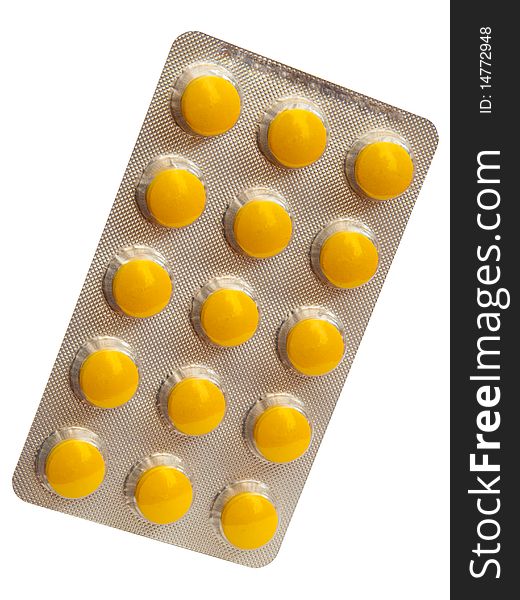Pill package isolated on white background