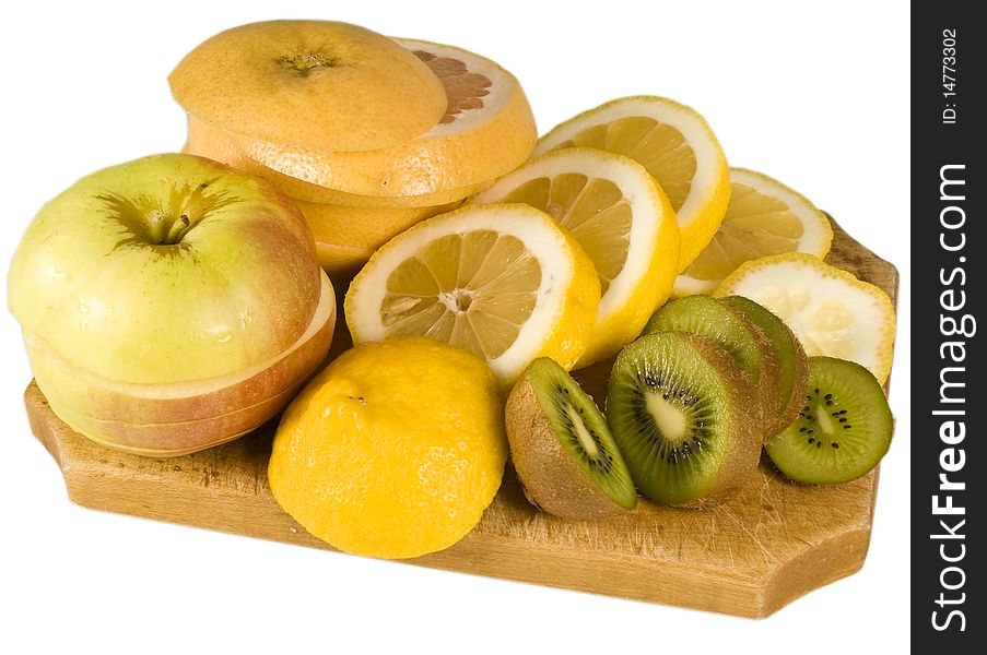 Many fresh fruits on plate. Many fresh fruits on plate