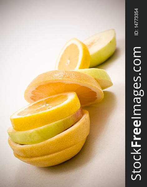 Fruit slices - orange, grapefruit, apple. Fruit slices - orange, grapefruit, apple