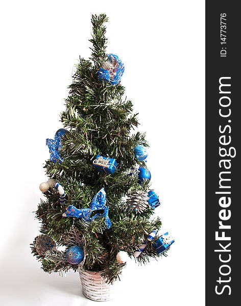 Artificial christmas tree isolated on white