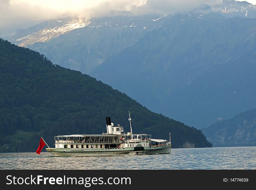 A ferry cruise in the lake of Thun in Switzerland