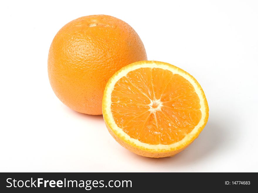 Two Oranges, One Intersected. With Clipping Path