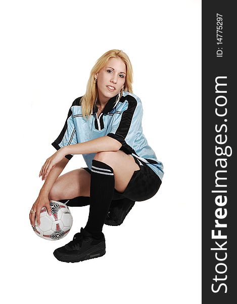 Soccer girl with ball.