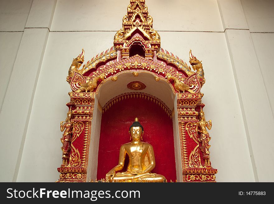 Budda statue in wat pra singha chiangmai thailand