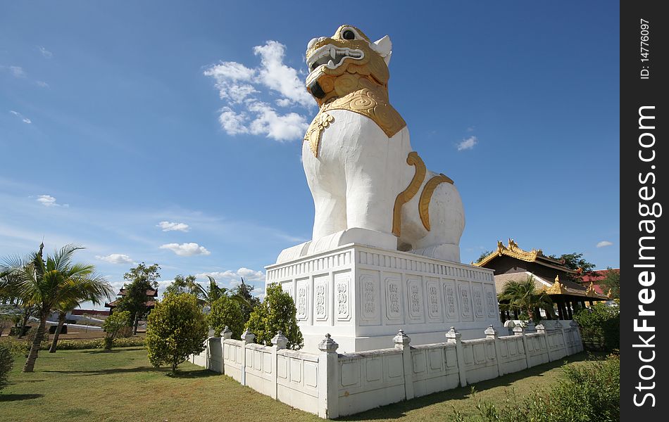 Lion statue at Kanjanaburi Thailand