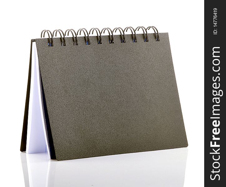 Spiral note book on white background