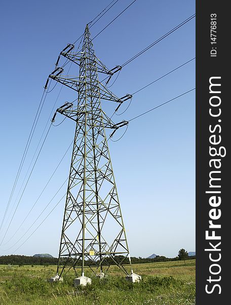 High tension line on the meadow