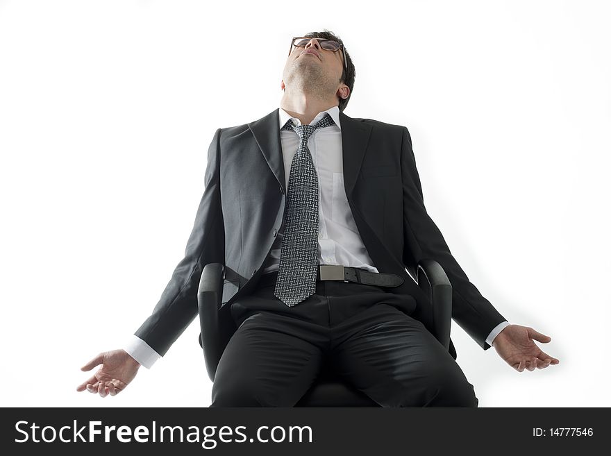 Tired/Depressed businessman isolated on white