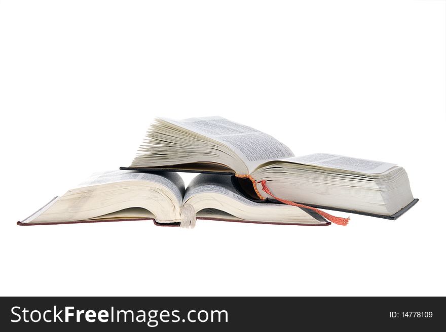 Two books isolated on white background.