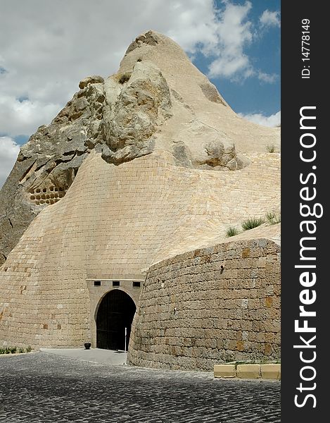 Ancient cavetown near Goreme, Cappadocia, Central-Turkey