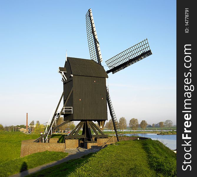 Windmill near Heusden in Netherlands