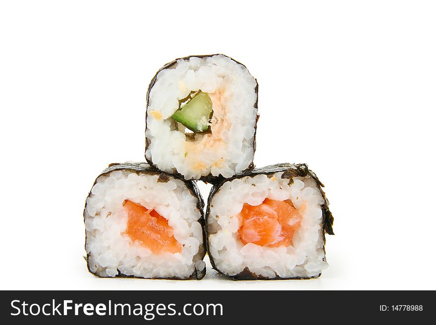 Group of sushi isolated on white