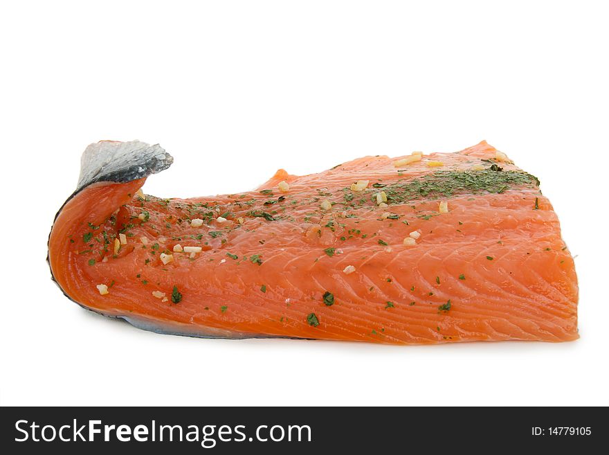 Isolated salmon on white background