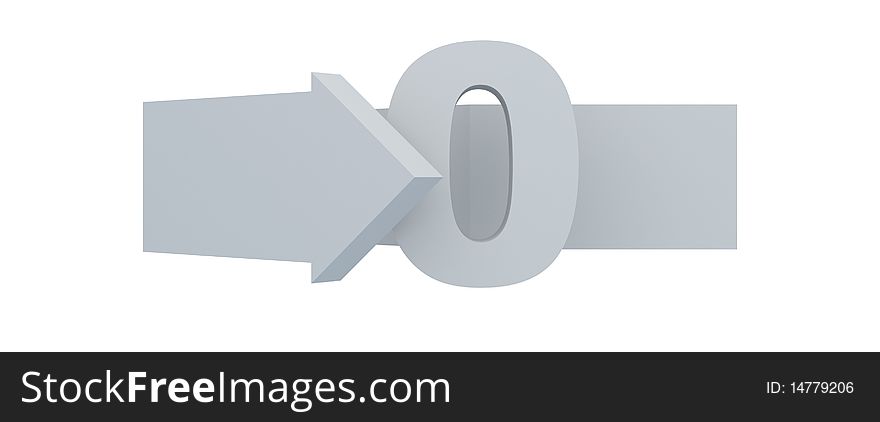 3D Round Arrow with number isolated in white background. 3D Round Arrow with number isolated in white background