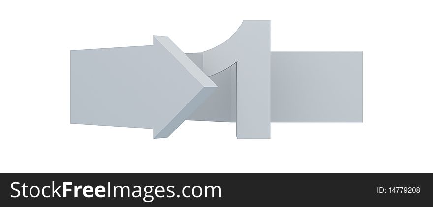 3D Round Arrow with number isolated in white background. 3D Round Arrow with number isolated in white background