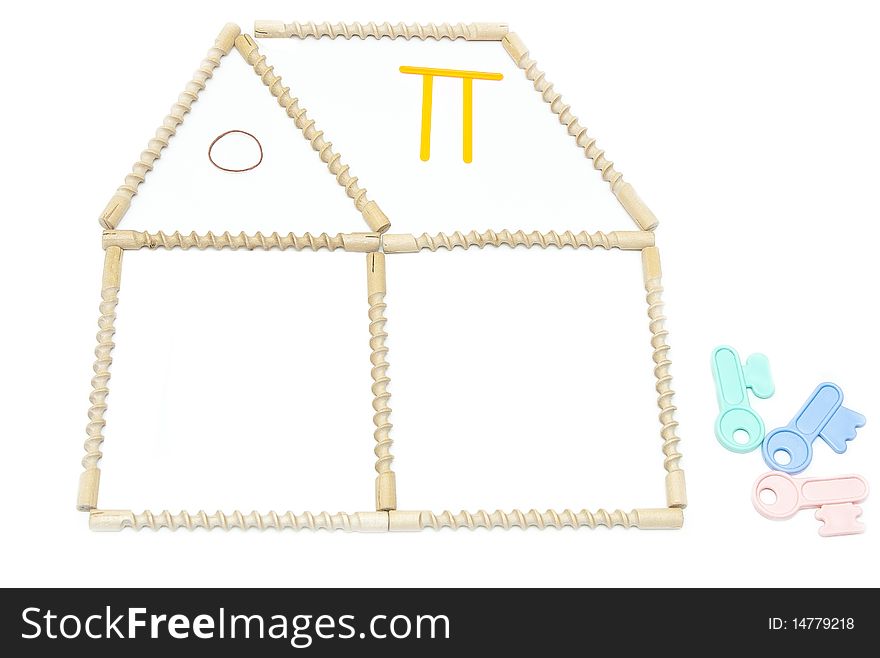 Small house from wooden sticks it is isolated on the white
