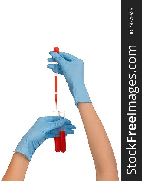 Doctor research a sample of blood for vaccine. Doctor research a sample of blood for vaccine