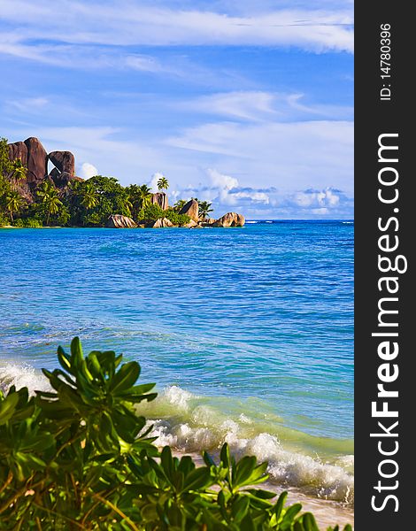Tropical beach Source D'Argent at Seychelles - nature background