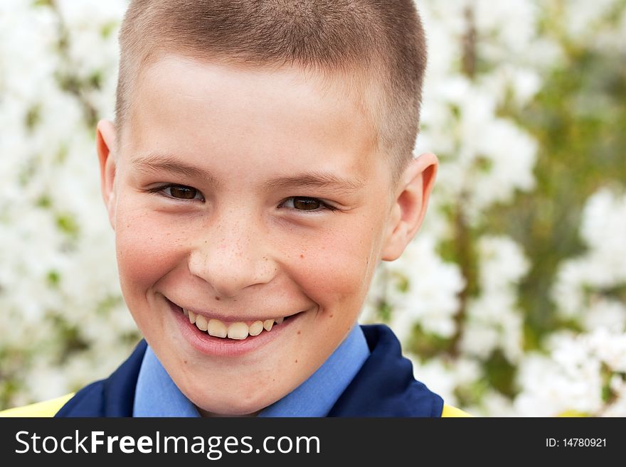 Close up of the cheerful boy