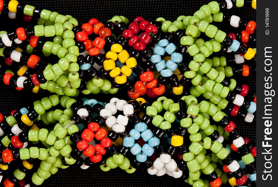 Closeup of  intricate traditional african bead work