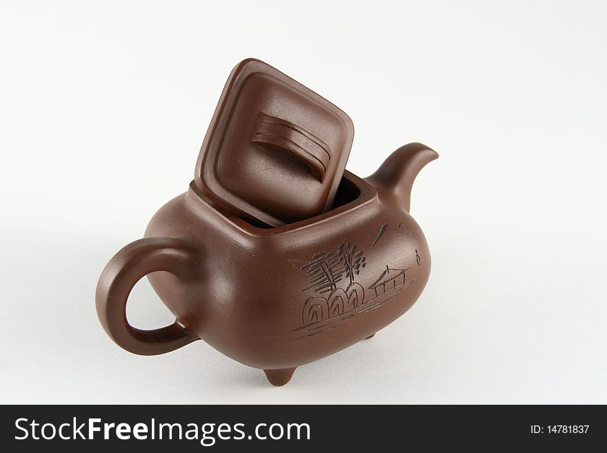 Chinese teapot on the a white background