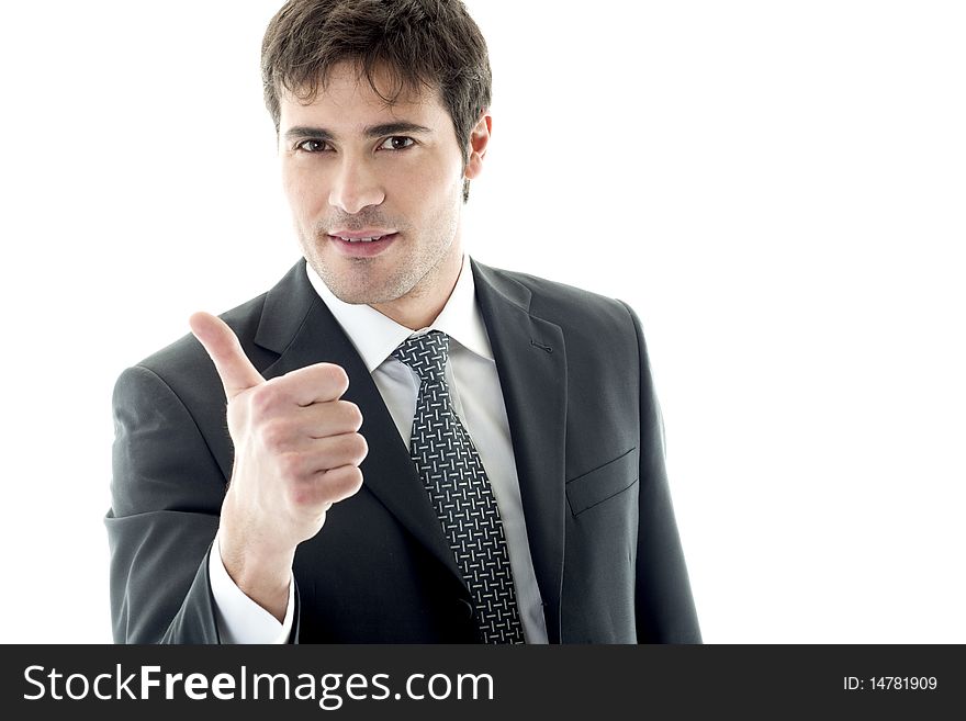 Businessman with thumb up