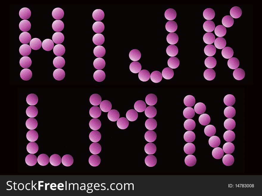 Letters of alphabet collet from the pink tablets. Letters of alphabet collet from the pink tablets