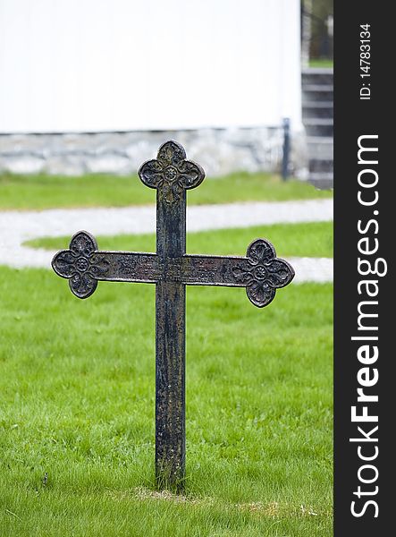 Christian cross  in a cemetery