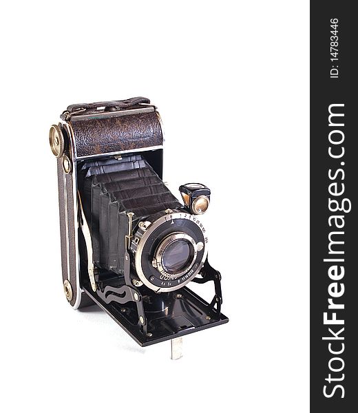Old camera on a plain white background.
