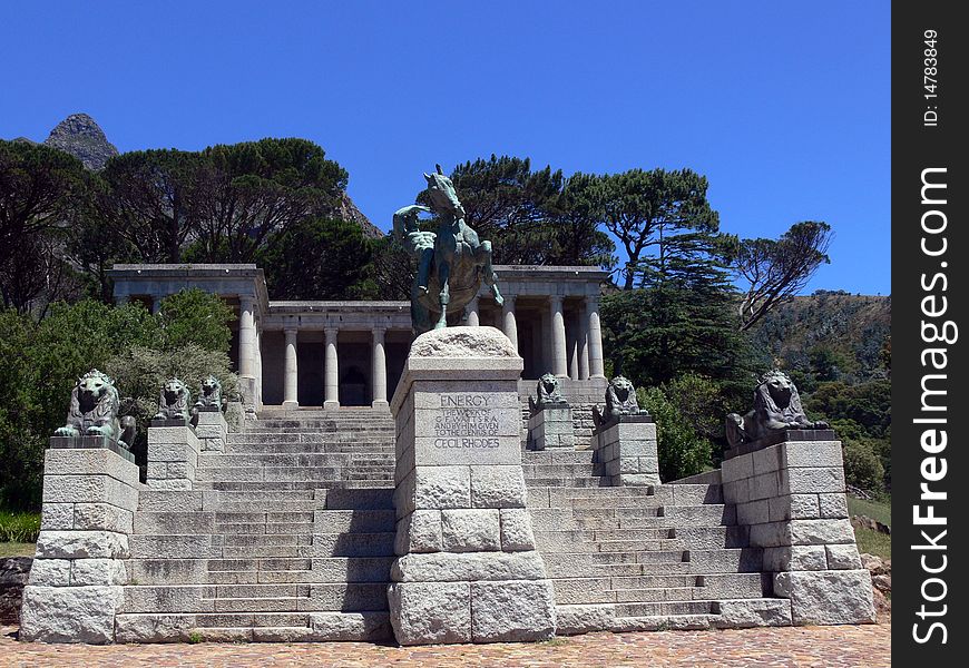 Rhodes Memorial, situated on the mountainside in Cape Town, South Africa