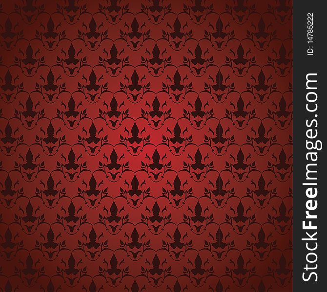 Seamless arabic floral pattern in red colors