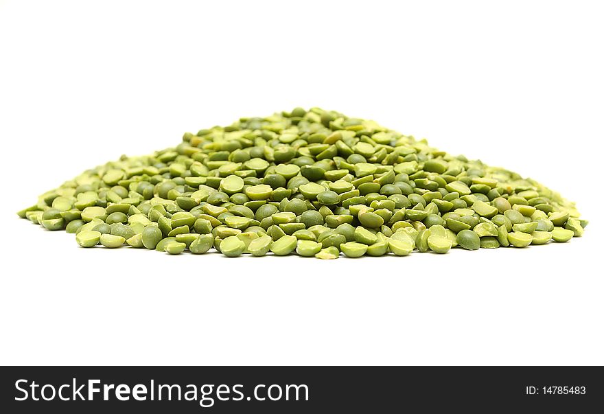 Dried Green Peas On White Background