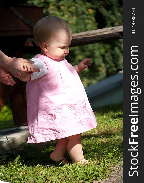 Little girl with a flower in her hand standing in the meadow. Little girl with a flower in her hand standing in the meadow