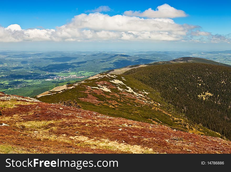 Wonderful mountains view on sunny day with white clouds on the sky. Wonderful mountains view on sunny day with white clouds on the sky.