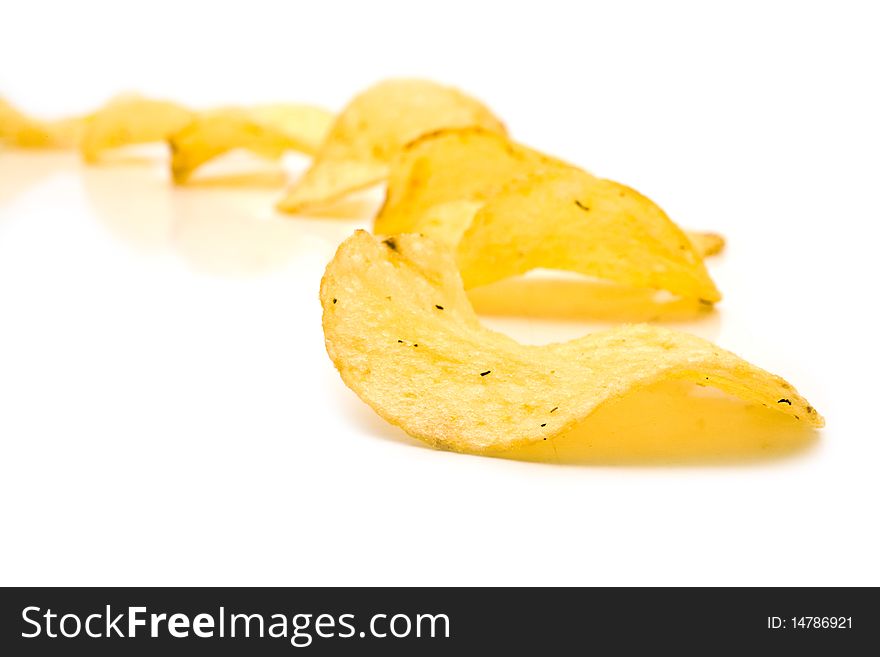 Crisp fried chips with seasoning