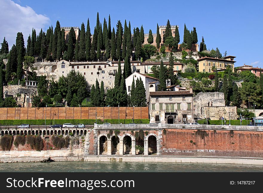 Italian architecture of Verona along the river Adige. Italian architecture of Verona along the river Adige