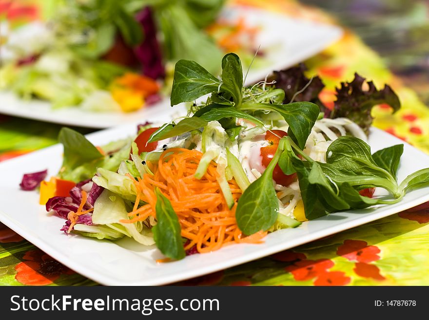 Fresh,big italian summer salad ,a close up shot