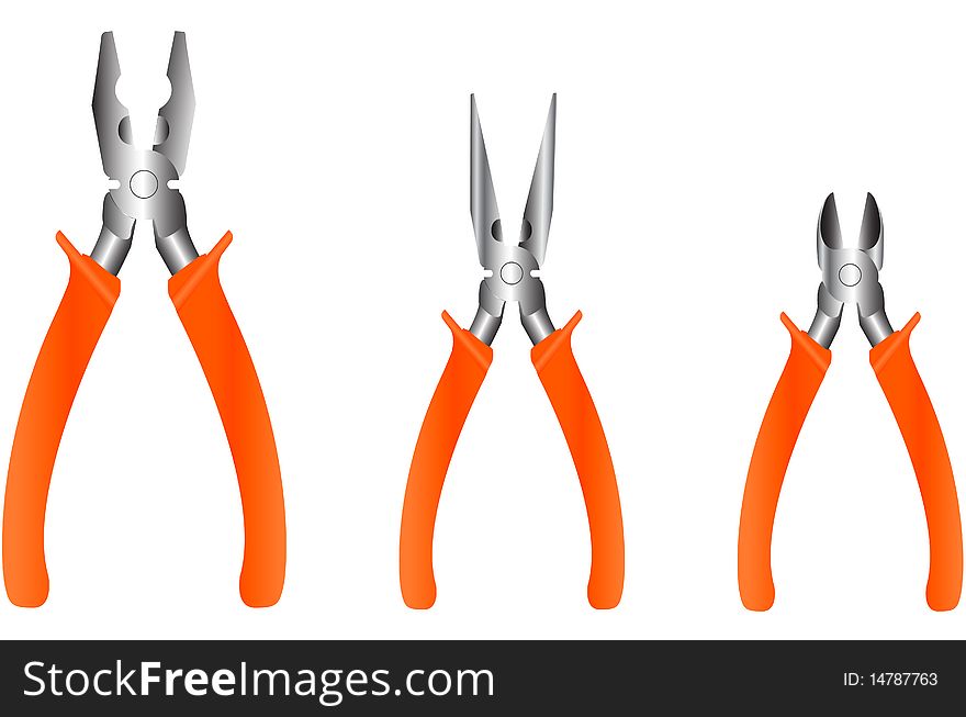 Set of tools for the worker isolated over white