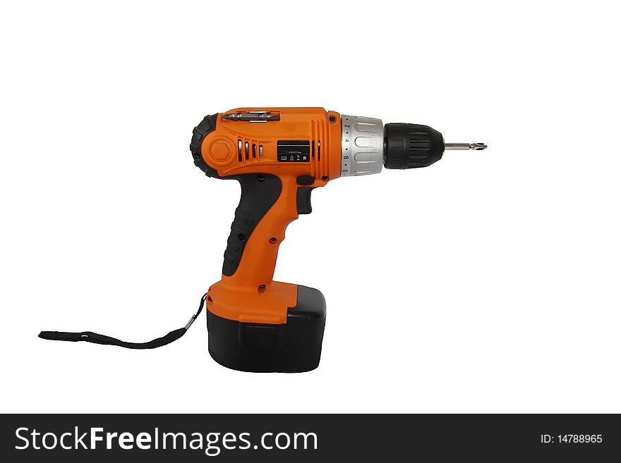 A cordless drill on a white background