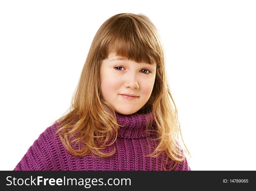 Portrait of pretty smiling girl isolated on white background. Portrait of pretty smiling girl isolated on white background