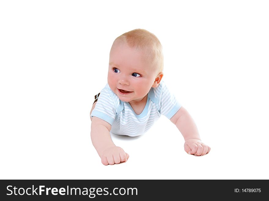 Little cute smiling baby-boy isolated on white background