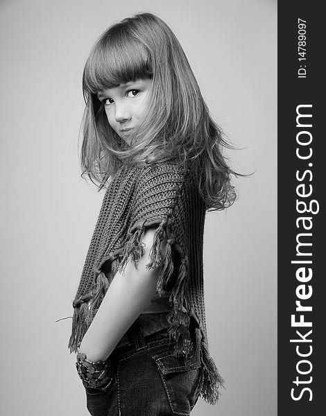 Beautiful smiling girl in studio, black&white shot. Beautiful smiling girl in studio, black&white shot