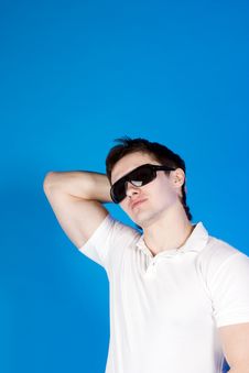 Confident Guy With The Glasses In The Studio Royalty Free Stock Images Confident Guy With The Glasses In The Studio Royalty Free Stock Images