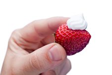 Strawberry With Cream Royalty Free Stock Photo
