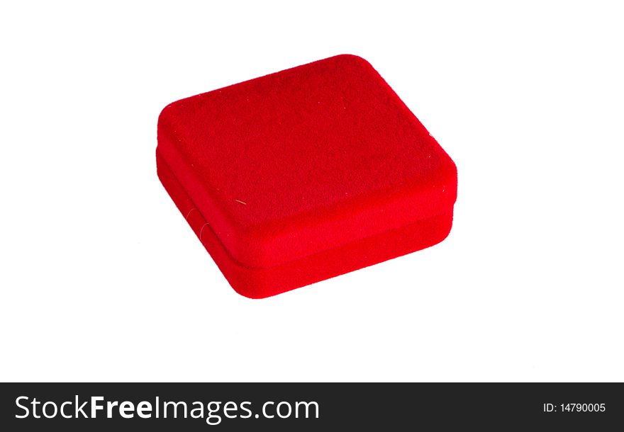 Red velvet box isolated in white