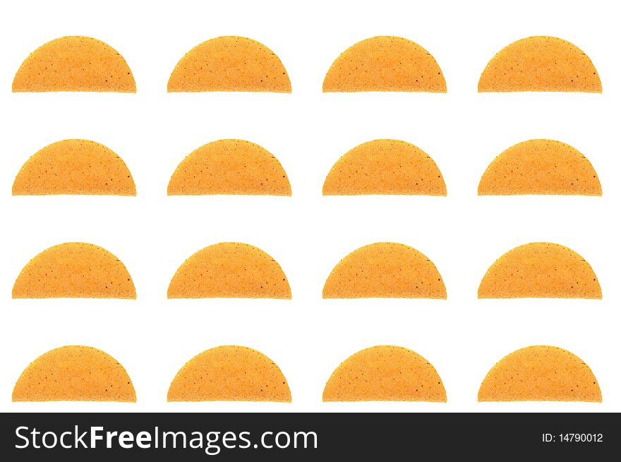 Many taco shell patern array over white