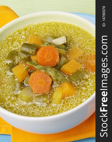 Delicious asparagus soup with vegetables. Delicious asparagus soup with vegetables
