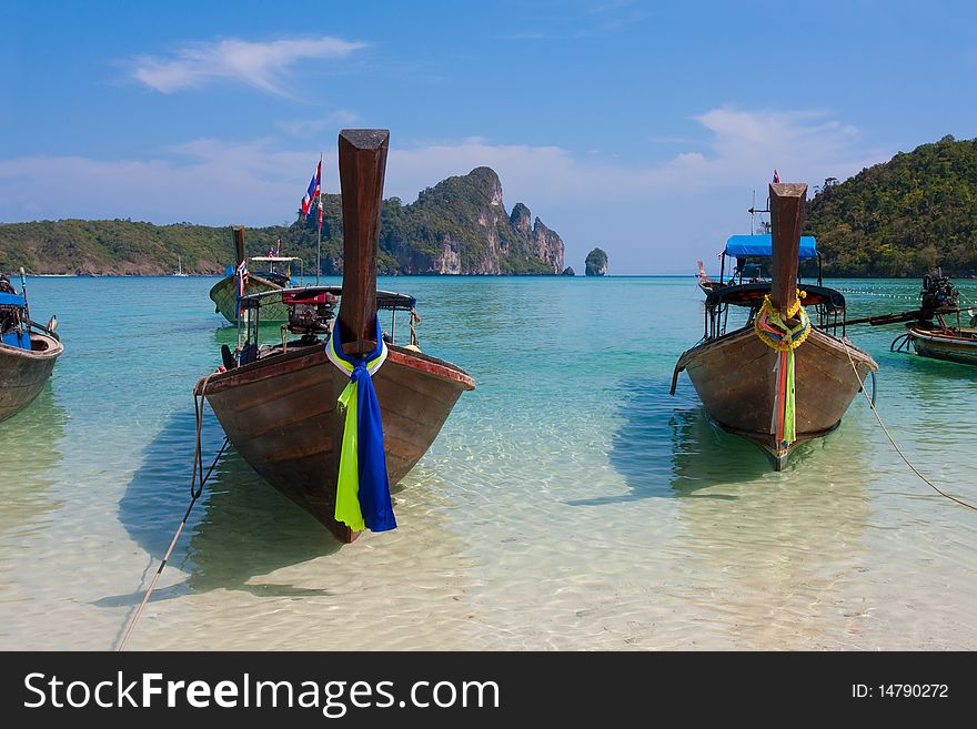 Boats in the seabay in Thailand